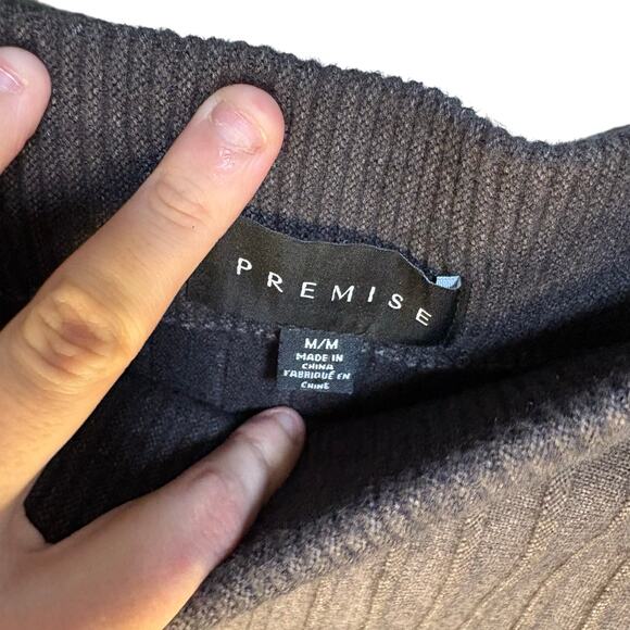 Premise Dark Grey Knit Button Sweater Midi Skirt Wide Rib High Waist Medium - Picture 6 of 8